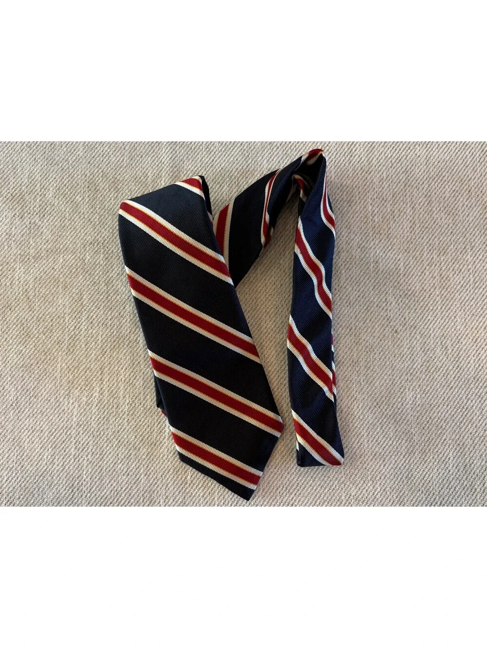 Vintage Rooster Ruffler Collection Rep Stripe Ivy League Tie - Navy, Red, Blue